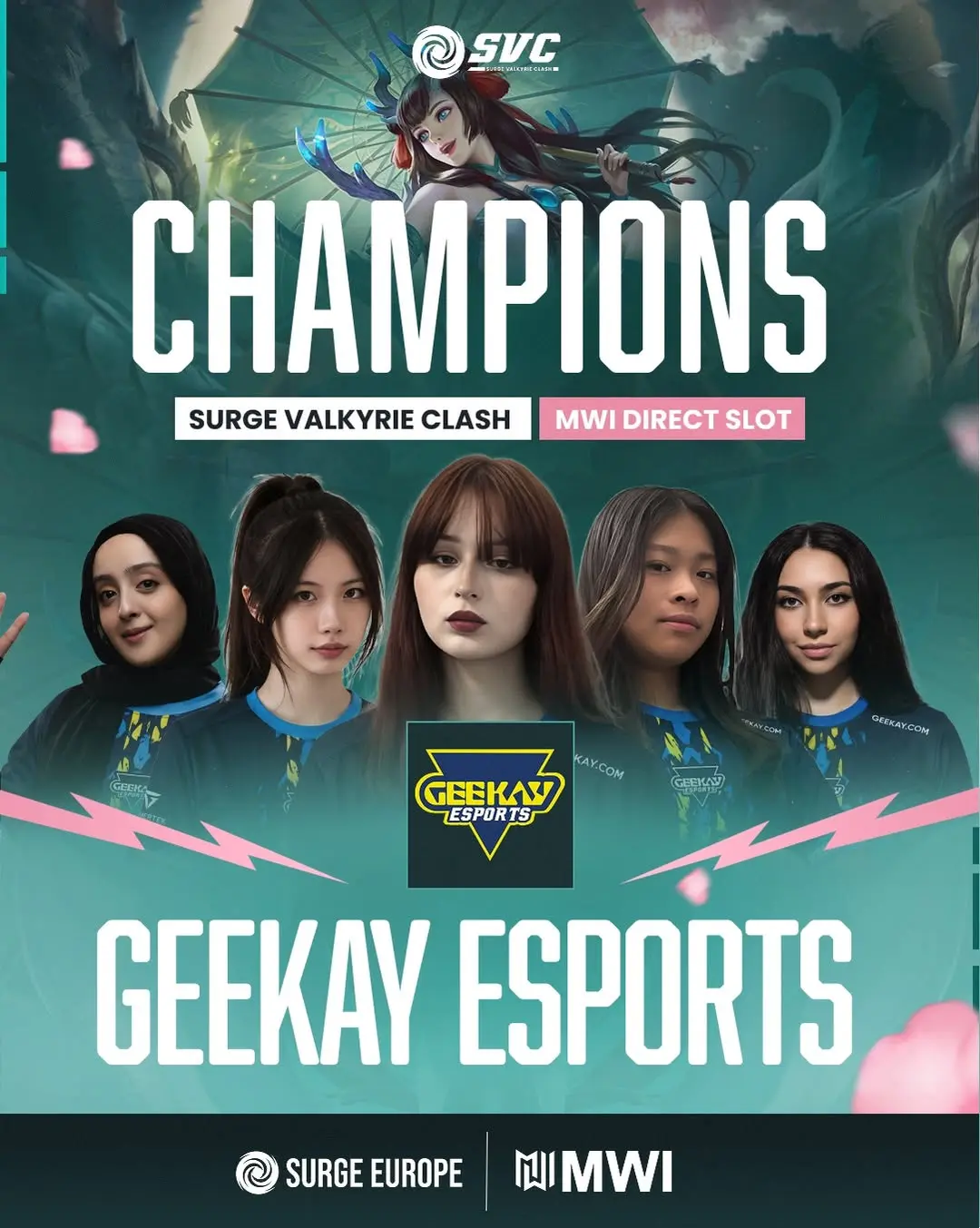 Графика Geekay Esports FE после победы на SURGE Valkyrie Clash